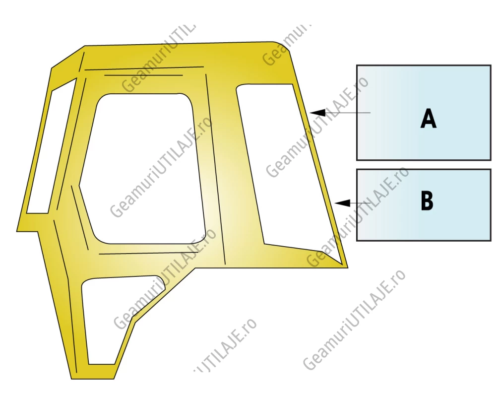 Geam utilaj Case / Parbriz utilaj Case  CK25-28-36-52