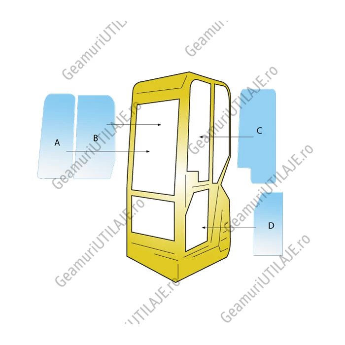 Geam utilaj Caterpillar / Parbriz utilaj Caterpillar 301.5 - 304.5 SERIE 1