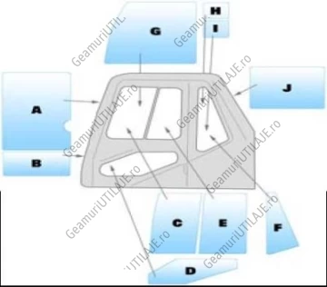 Geam utilaj Daewoo / Parbriz utilaj Daewoo S130LC-V, S170LC-V, S170LC-VBE, S220LC-V, S220LC-VBE, S220LL, S220N-V S250LC-V, S250LC-VBE, S290LC-V, S290LC-VBE, S290LL, S330LC-V, S360LC-V S400LC-V, S450LC