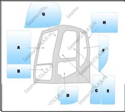 Equipment Doosan window / windscreen equipment Doosan DX 140W - 210W - 300-340 - 420-480 - 520