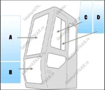 Geam utilaj Halla / Parbriz utilaj Halla  HALLA HE220LC - 280LC - 360LCH