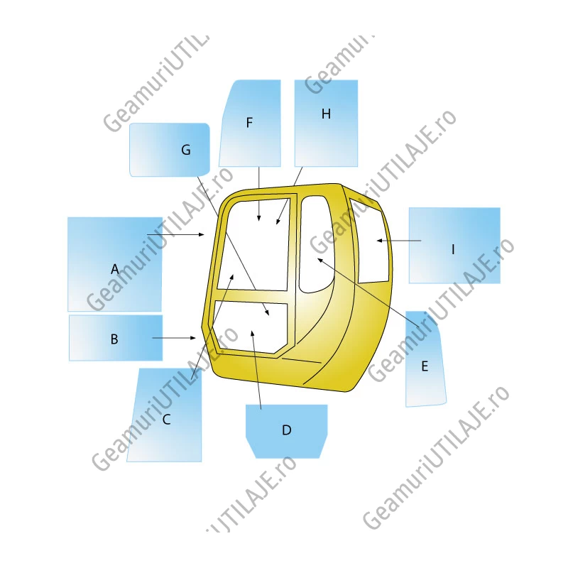 Machine glass / windshield Equipment Yanmar - B17 - 50 MINI EXCAVATOR
